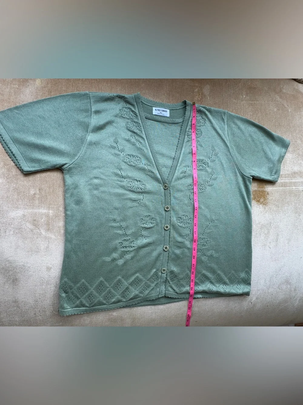 Alfred Dunner Sage Green Knit Short Sleeve Top - SIZE XL - MADE IN USA - Picture 9 of 15
